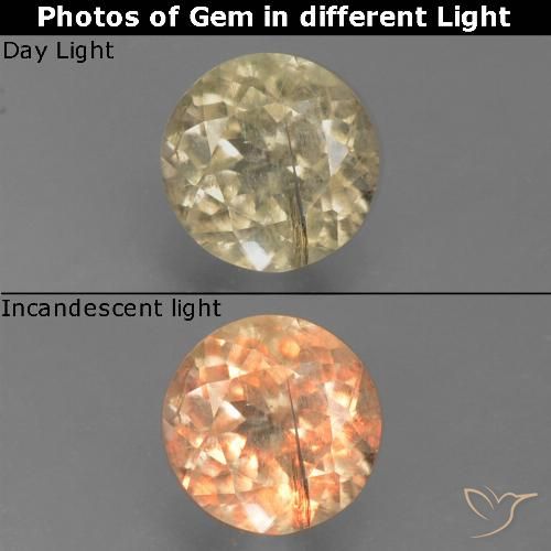 0.63ct Natürlicher Warmes Gelb Farbwechselnder Diaspor, Runden, VS-SI