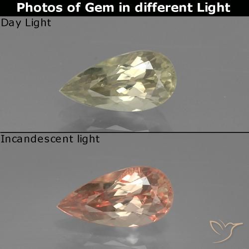 1.06ct Natürlicher Gelbes Beige Farbwechselnder Diaspor, Birnenform, VS