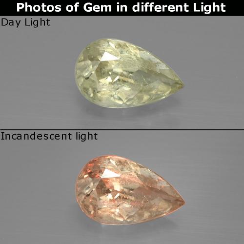 9,17 ctw natürlicher Hellgelb Farbwechsel-Diaspor, Birnenform, SI
