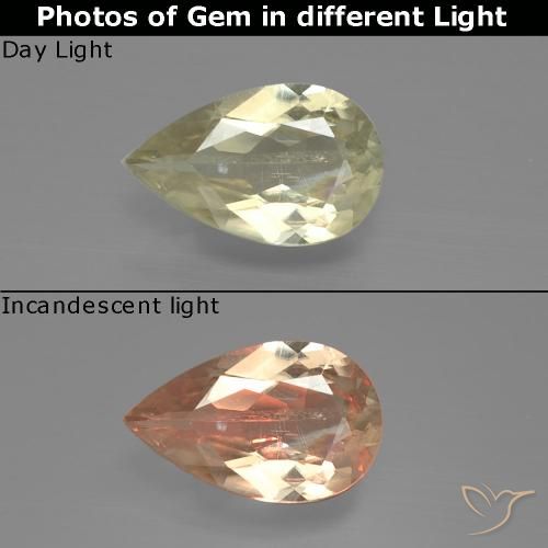 1.23ct Natürlicher Sehr helles Gelb Farbwechselnder Diaspor, Birnenform, SI