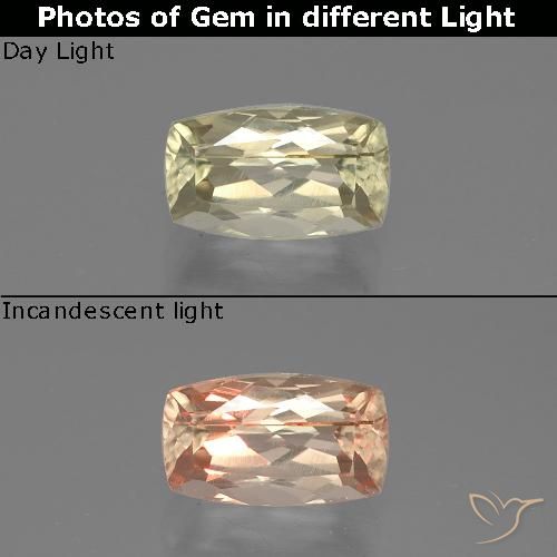 1.28ct Natürlicher Sehr blasses Gelb Farbwechselnder Diaspor, Kissen, VS-SI