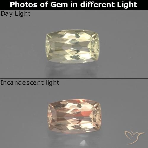 1.11ct Natürlicher Sehr helles Gelb Farbwechselnder Diaspor, Kissen, VVS-VS