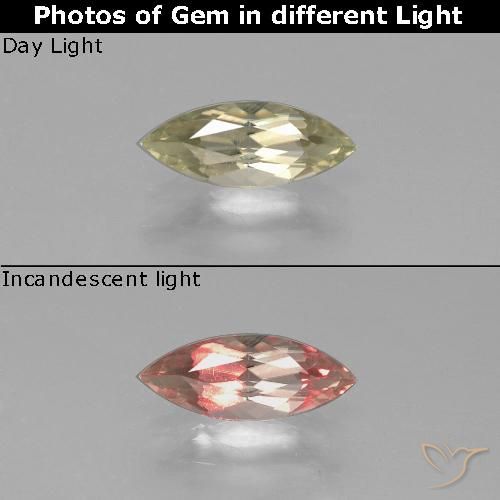 0.99ct Natürlicher Blasses Gelb Farbwechselnder Diaspor, Marquise, VS