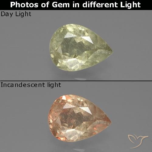 1.25ct Natürlicher hellgelb Farbwechselnder Diaspor, Birnenform, SI
