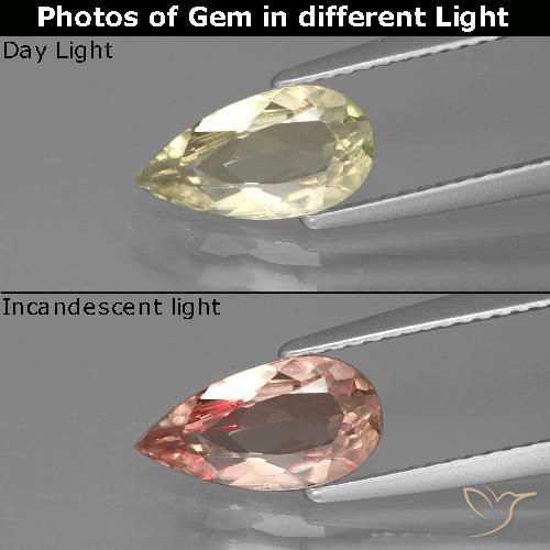 1.15ct Natürlicher Helles Goldgelb Farbwechselnder Diaspor, Birnenform, VS