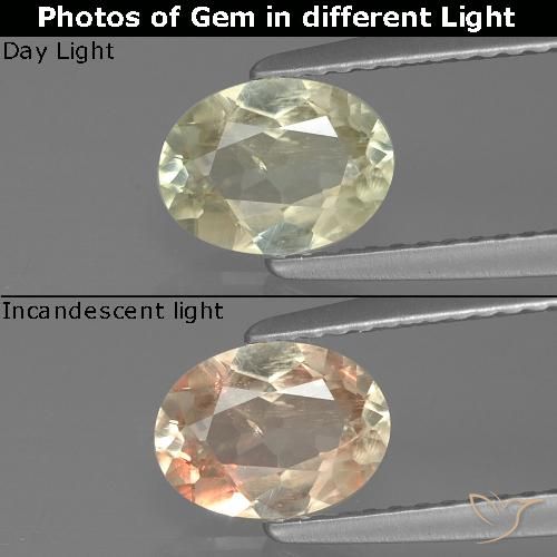 0.98ct Natürlicher hellgelb Farbwechselnder Diaspor, Oval, VS-SI