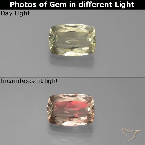 0.98ct Natürlicher Sehr helles Gelb Farbwechselnder Diaspor, Kissen, VS