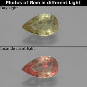9,17 ctw natürlicher grün/rosa Farbwechselnder Diaspor, Birnenform, VS-SI