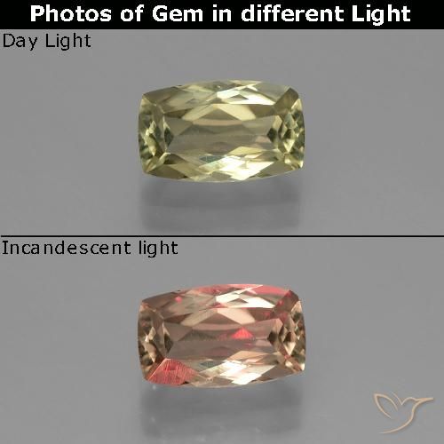 0.97ct Natürlicher Mittelgelb Farbwechselnder Diaspor, Kissen, VS-SI
