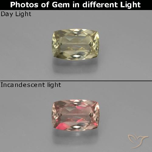 0.91ct Natürlicher Hellgelb Grün Farbwechselnder Diaspor, Kissen, VS