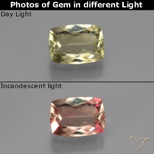 0.99ct Natürlicher hellgelb Farbwechselnder Diaspor, Kissen, VS