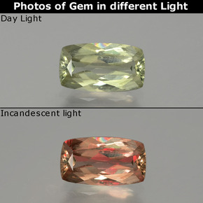 9,17 ctw natürlicher grün/rosa Farbwechselnder Diaspor, Kissenschliff, VS-SI