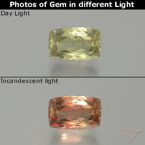 9,17 ctw natürlicher Gelbes Beige Farbwechselnder Diaspor, Kissenschliff, SI