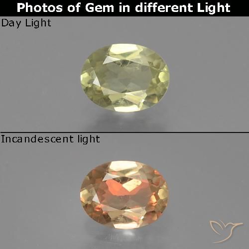 0.66ct Natürlicher hellgelb Farbwechselnder Diaspor, Oval, VS
