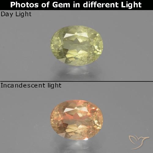 0.75ct Natürlicher hellgelb Farbwechselnder Diaspor, Oval, SI