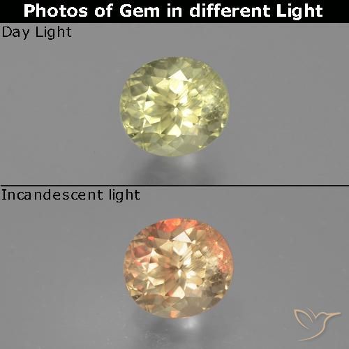 9,17 ctw natürlicher hellgelb Farbwechselnder Diaspor, Oval Schliff, VS-SI