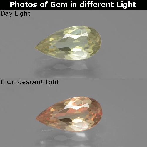 9,17 ctw natürlicher hellgelb Farbwechselnder Diaspor, Birnenform, VS