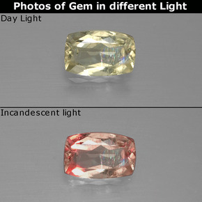 9,17 ctw natürlicher grün/rosa Farbwechselnder Diaspor, Kissenschliff, VS-SI