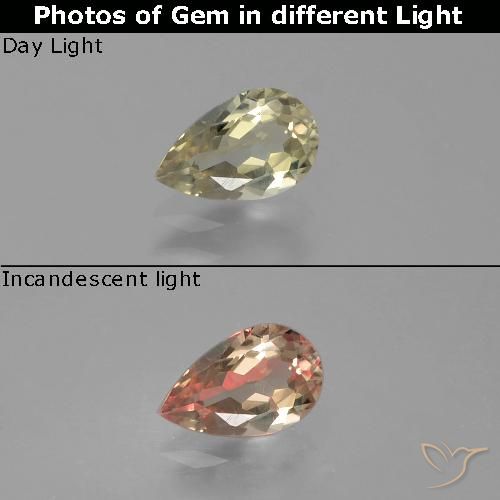 0.74ct Natürlicher Bräunliches Gelb Farbwechselnder Diaspor, Birnenform, VVS-VS