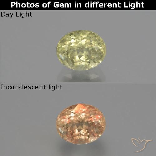1.26ct Natürlicher hellgelb Farbwechselnder Diaspor, Oval, SI