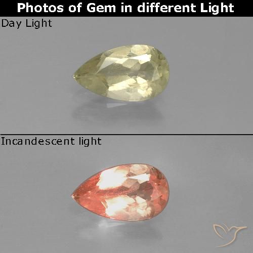 0.90ct Natürlicher Sehr helles Gelb Farbwechselnder Diaspor, Birnenform, VS-SI