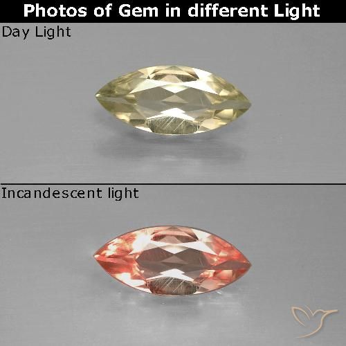 0.90ct Natürlicher Warmes Gelb Farbwechselnder Diaspor, Marquise, VVS-VS