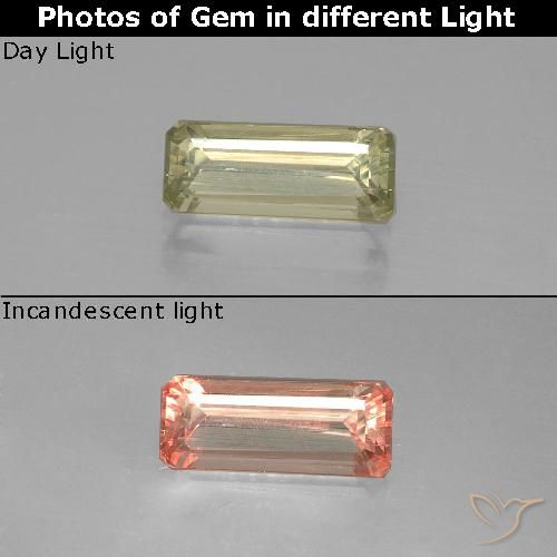 1.50ct Natürlicher Sehr helles Gold-Gelb Farbwechselnder Diaspor, Smaragdschliff, VS-SI