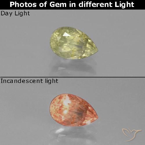 0.96ct Natürlicher Mittelgelb Farbwechselnder Diaspor, Birnenform, SI