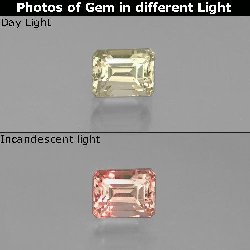 9,17 ctw natürlicher hellgelb Farbwechselnder Diaspor, Smaragdschliff, VVS-VS