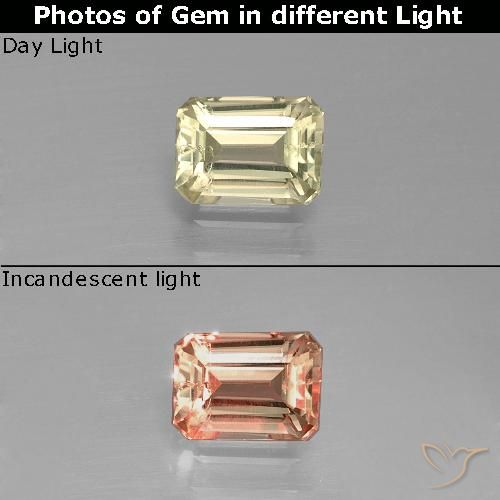 0.79ct Natürlicher Sehr blasses Gelb Farbwechselnder Diaspor, Smaragdschliff, VS