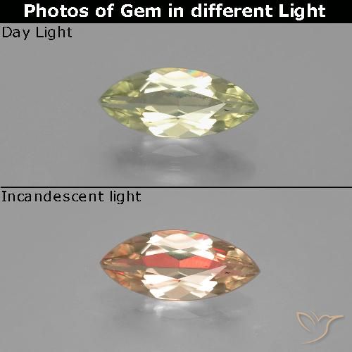 0.78ct Natürlicher Mittelgelb Farbwechselnder Diaspor, Marquise, VS