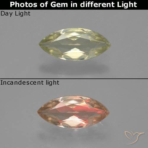 0.81ct Natürlicher Gelbes Beige Farbwechselnder Diaspor, Marquise, VS