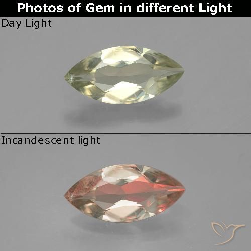 0.73ct Natürlicher Bräunliches Gelb Farbwechselnder Diaspor, Marquise, VVS-VS