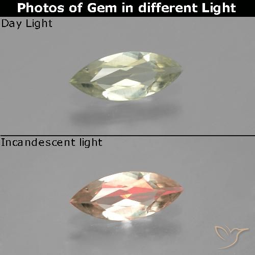 0.57ct Natürlicher Sehr helles Gelb Farbwechselnder Diaspor, Marquise, VVS-VS