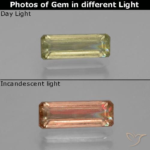 1.35ct Natürlicher Gelbes Beige Farbwechselnder Diaspor, Smaragdschliff, VS-SI