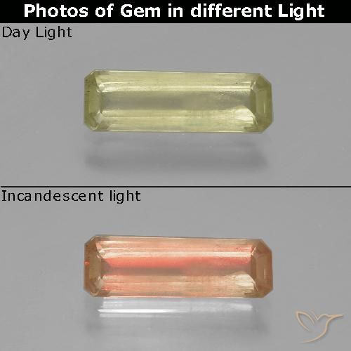 1.27ct Natürlicher Gelbes Beige Farbwechselnder Diaspor, Smaragdschliff, SI