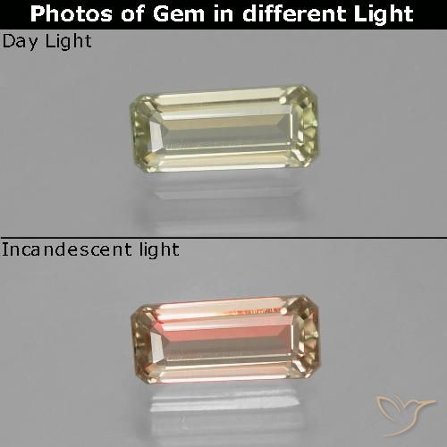 1.03ct Natürlicher Sehr blasses Gelb Farbwechselnder Diaspor, Smaragdschliff, VVS-VS