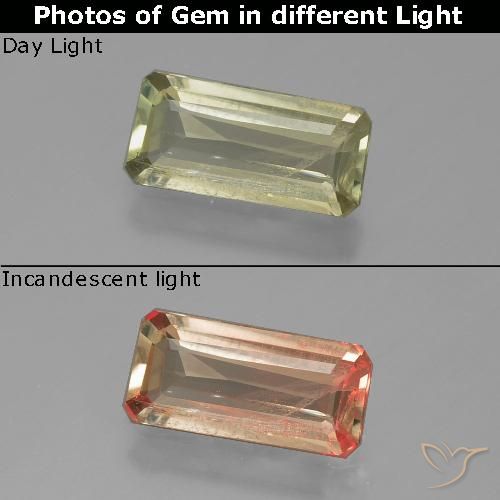 1.10ct Natürlicher Gelbes Beige Farbwechselnder Diaspor, Smaragdschliff, VS-SI