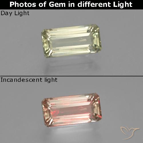 1.19ct Natürlicher Blasses Gelb Farbwechselnder Diaspor, Smaragdschliff, VS