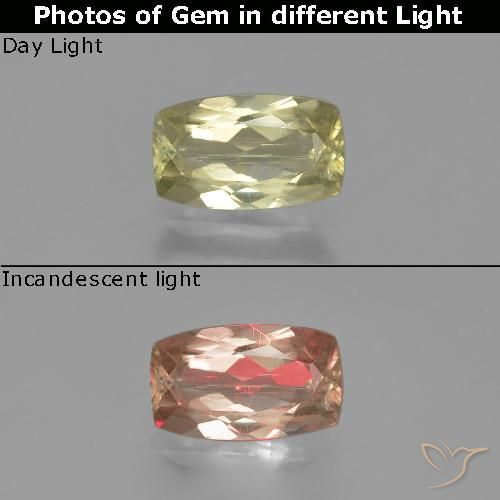 1.13ct Natürlicher Helles Goldgelb Farbwechselnder Diaspor, Kissen, VS-SI