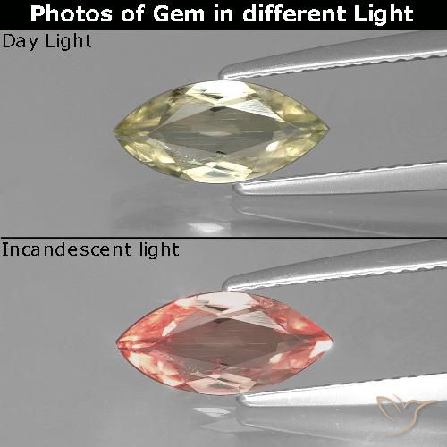 1.06ct Natürlicher Erdiges Gelb Farbwechselnder Diaspor, Marquise, VS