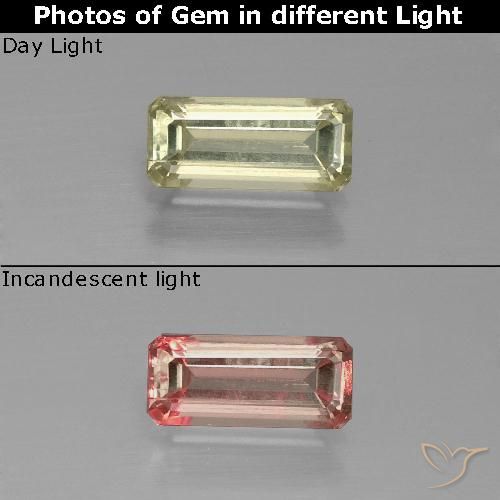 1.22ct Natürlicher Blasses Gelb Farbwechselnder Diaspor, Smaragdschliff, VS-SI