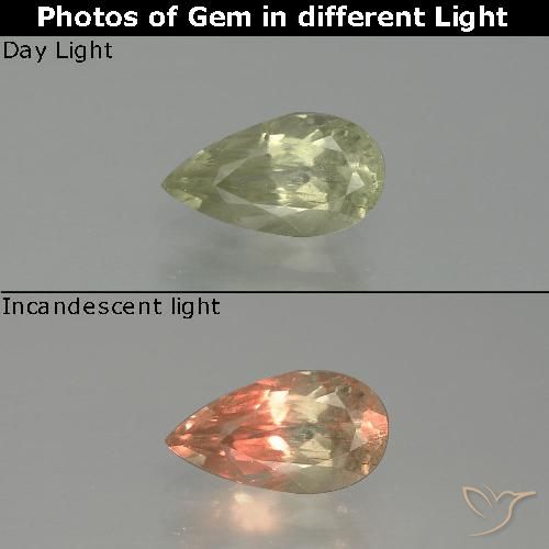 1.26ct Natürlicher hellgelb Farbwechselnder Diaspor, Birnenform, SI