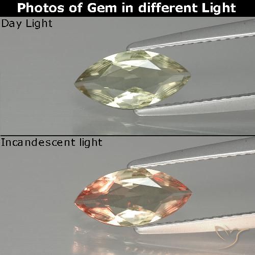 1.00ct Natürlicher Sehr helles Gold-Gelb Farbwechselnder Diaspor, Marquise, VVS-VS