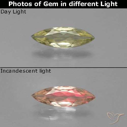 0.72ct Natürlicher Bräunliches Gelb Farbwechselnder Diaspor, Marquise, VVS-VS