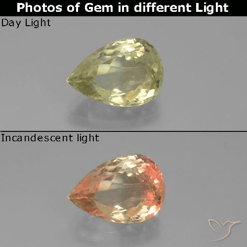 3.24ct Natürlicher Sehr blasses Gelb Farbwechselnder Diaspor, Birnenform, VS-SI