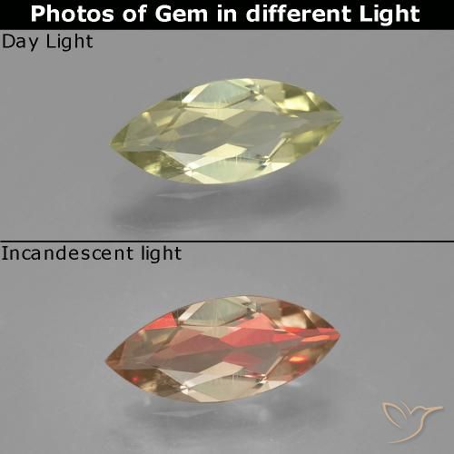 0.93ct Natürlicher Sehr helles Gelb Farbwechselnder Diaspor, Marquise, VS