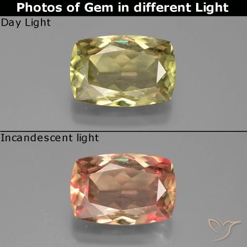 4.89ct Natürlicher Mittelgelb Farbwechselnder Diaspor, Kissen, SI