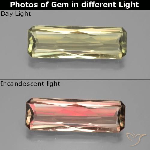 6.71ct Natürlicher Hellgelb Grün Farbwechselnder Diaspor, Smaragdschliff, VS