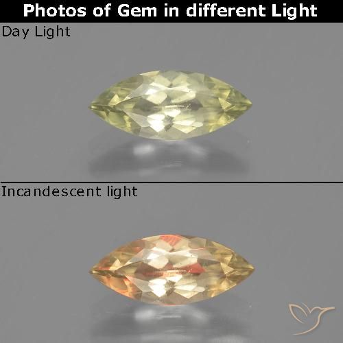 0.98ct Natürlicher hellgelb Farbwechselnder Diaspor, Marquise, VS